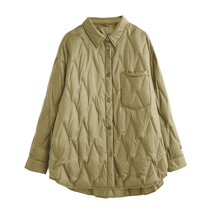 Women's Lightweight Quilted Button Front Jacket Relaxed Casual Everyday Layering Coat