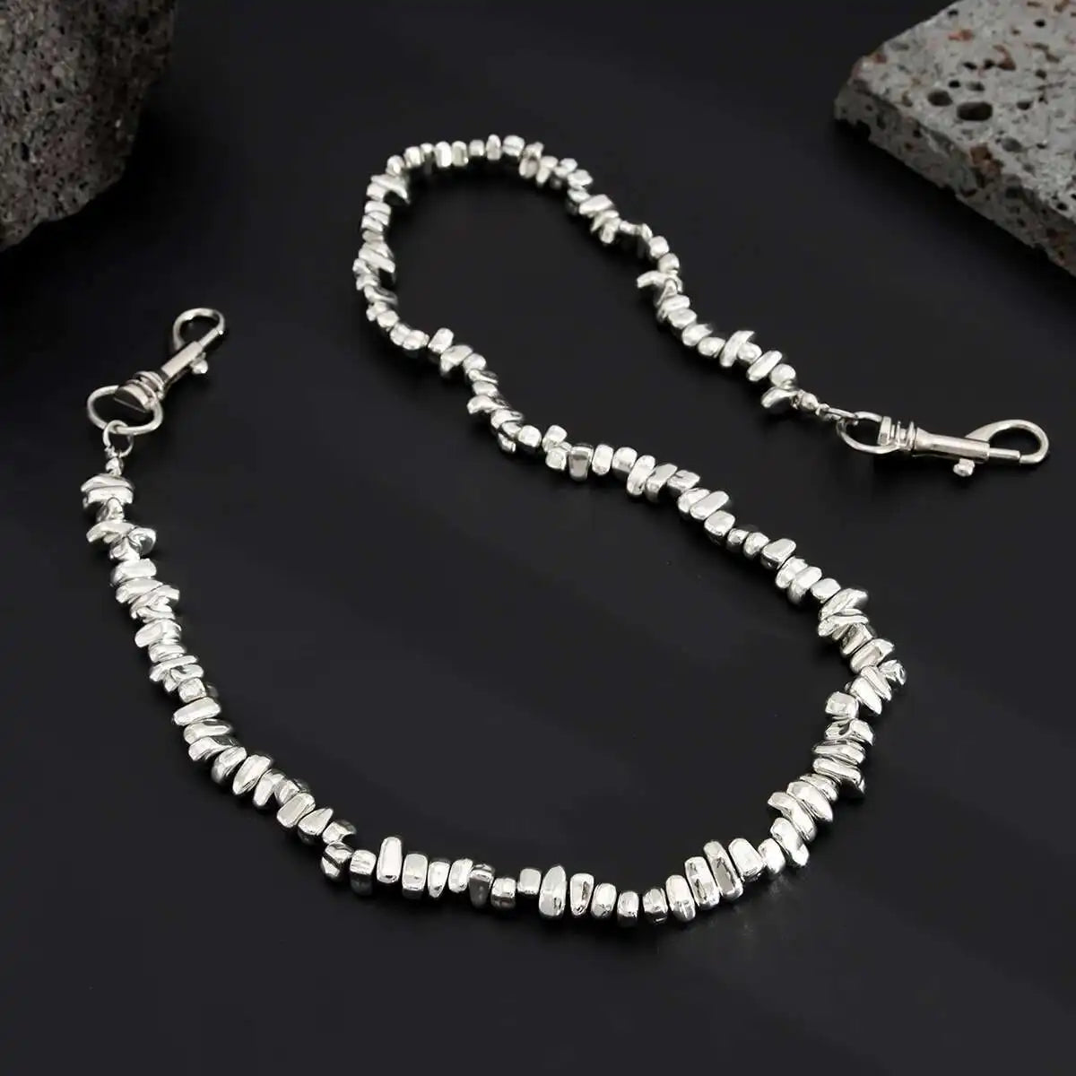 Alternative Pearl Accent Wallet Chain for Grunge, Punk and Y2K Streetwear