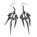 Gothic Cross Drop Earrings with Rivet Details for Punk Styling