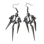 Gothic Cross Drop Earrings with Rivet Details for Punk Styling