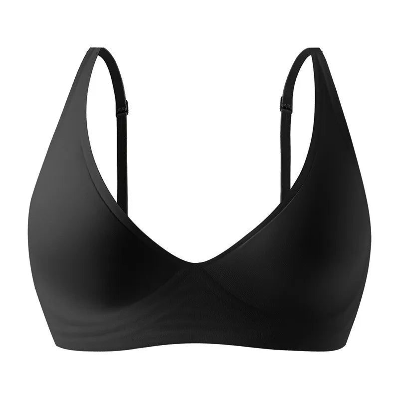 Seamless Deep-V Wire-Free Bra with Wide Smoothing Straps