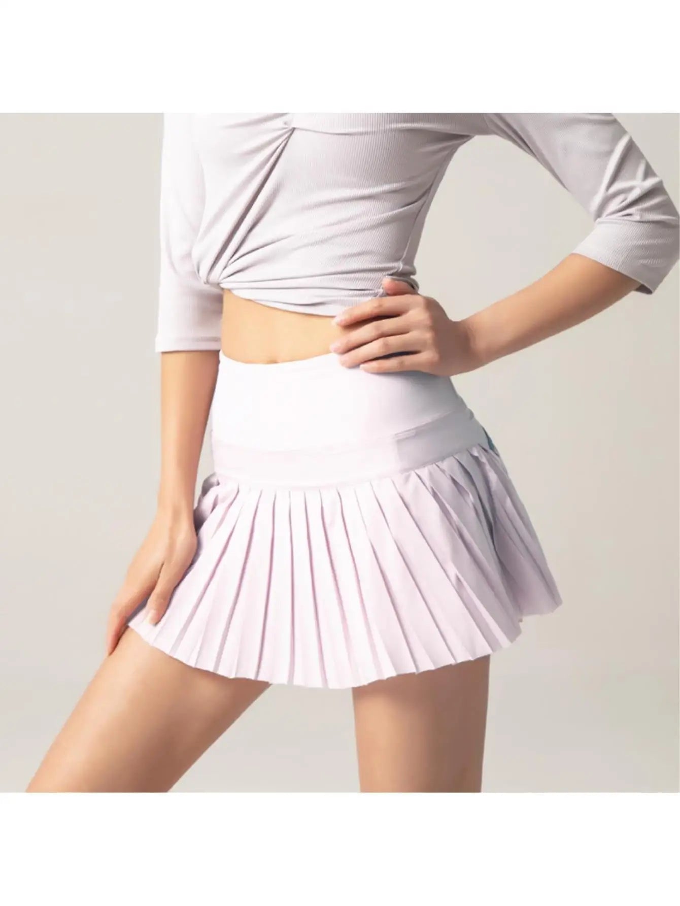 High Waist Pleated Tennis Skort with Built-In Shorts and Pockets