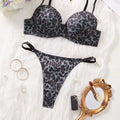 Classic Leopard Print Molded Underwire Bra and Thong Set
