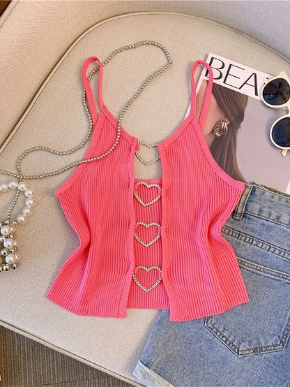 Ribbed Lace-Up Crop Top with Sleeveless Slim Fit Contemporary Streetwear Design