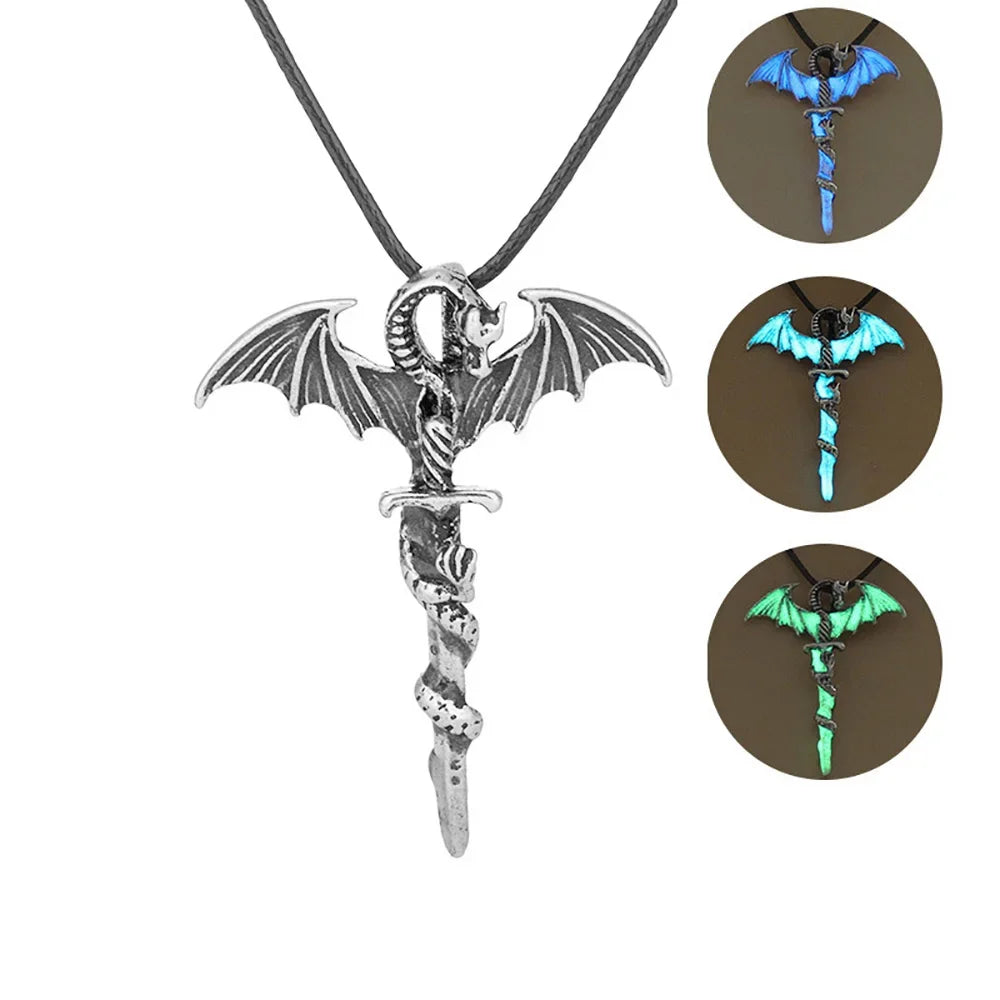 Dragon Sword Pendant Necklace Fantasy Gothic Alternative Statement Jewelry