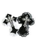 Gothic Lace Cross Hair Clip Set Dark Romantic Statement Accessories