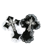 Gothic Lace Cross Hair Clip Set Dark Romantic Statement Accessories