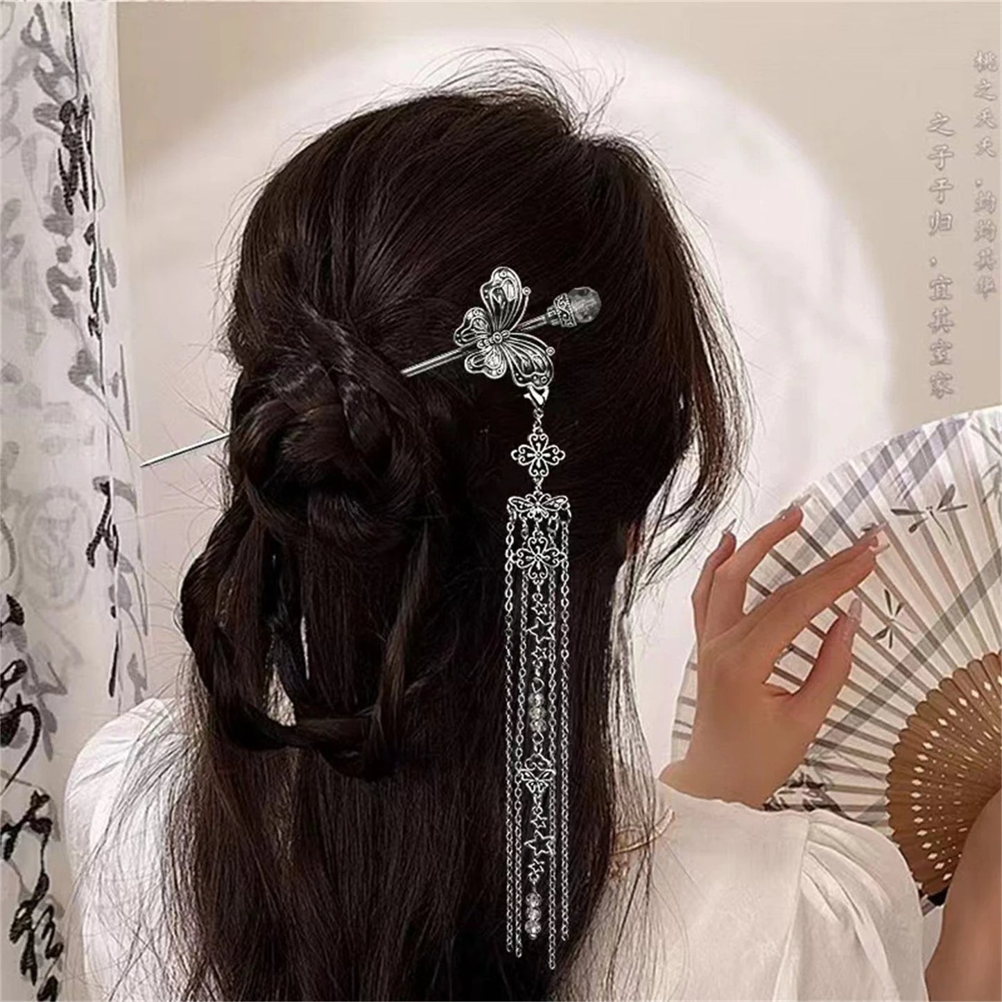 Celestial Moon Tassel Hair Stick Vintage Gothic Statement Hair Accessory