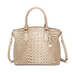 Embossed Dome Satchel Bag with Top Handle and Detachable Shoulder Strap