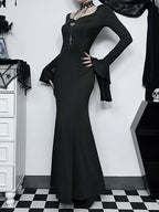 Elegant Gothic Mermaid Dress with Dark Alternative Fashion Styling