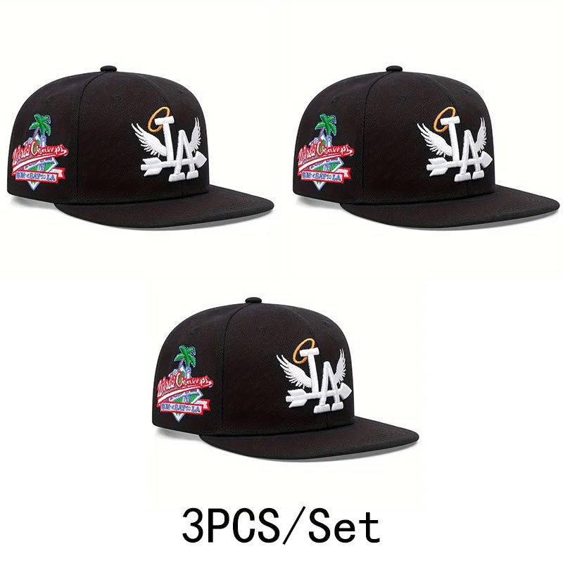 Embroidered Flat Brim Snapback Cap Adjustable Streetwear Hip Hop Baseball Fashion Hat