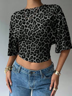 Batwing Sleeve Crop Tee with Relaxed Fit and Minimalist Casual Style