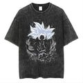 Vintage Washed Oversized Graphic Streetwear Tee with Monochrome Power Illustration