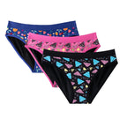 Three-Piece Floral Print Menstrual Brief Set with Contrast Waistbands