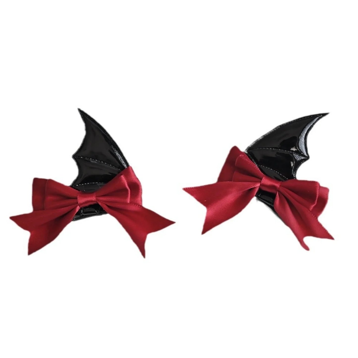 Devil Horn Bow Hair Clip Set Gothic Alternative Statement Accessories
