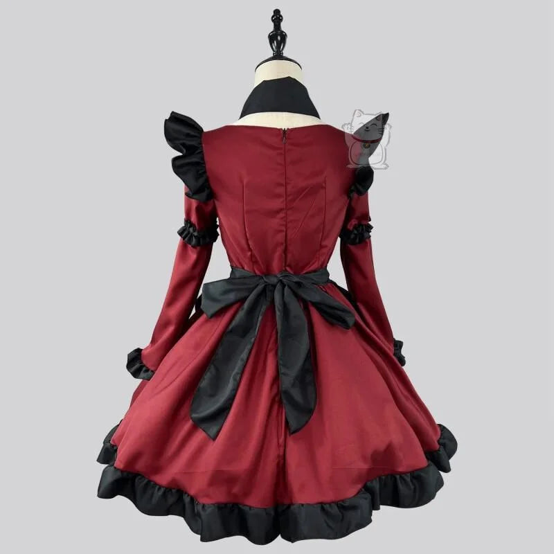 Women's Vintage Inspired Layered Maid Dress with Apron and Ruffle Trim Costume Set
