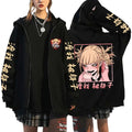 Anime Manga Oversized Zip Hoodie With Japanese Streetwear Graphic Artwork