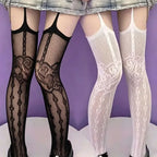 Lace Trim Thigh High Stockings Y2K Gothic Alternative Fashion Legwear