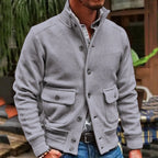 Men's Knit Button Front Cardigan Jacket with Utility Pockets for Contemporary Casual Streetwear