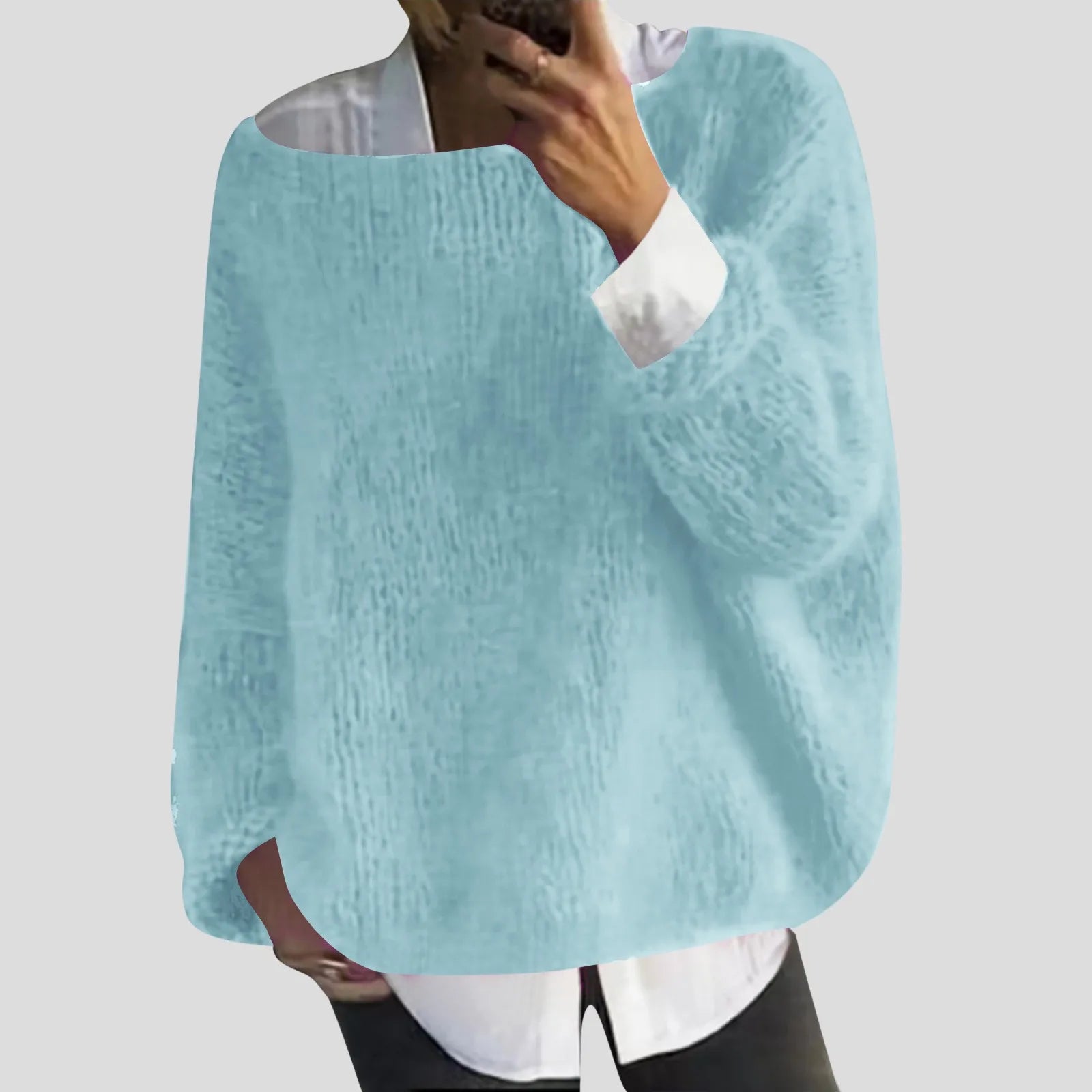 Women's Oversized Drop Shoulder Textured Knit Casual Streetwear Sweater