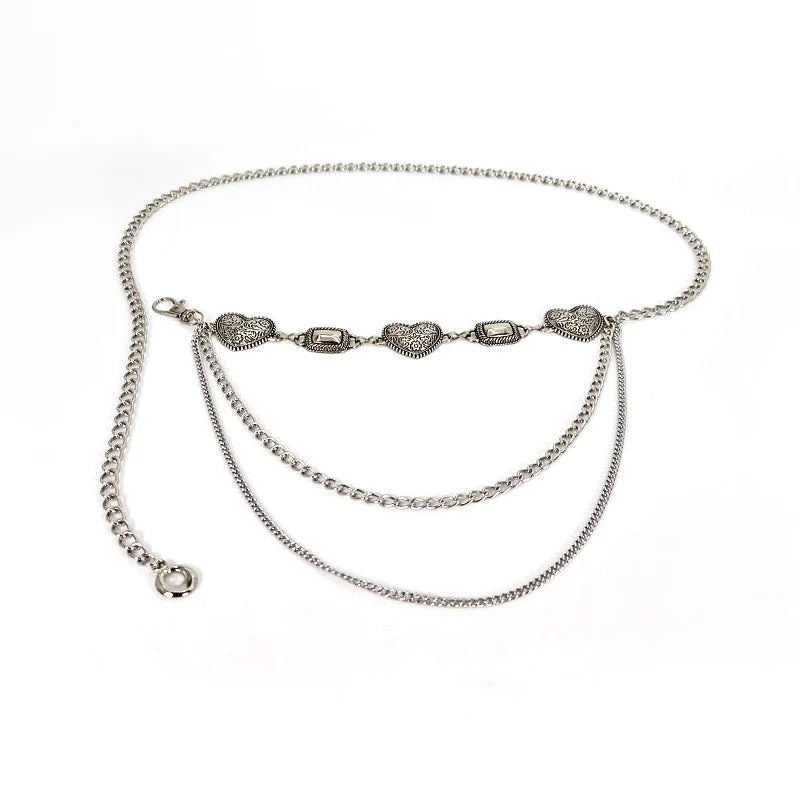 Vintage Heart Chain Waist Belt for Gothic Harajuku Alternative Fashion Looks