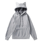 Minimalist Anime Cat Ear Hoodie with Kawaii Streetwear Aesthetic Design