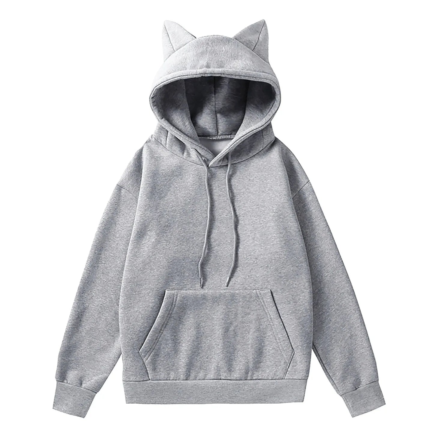 Minimalist Anime Cat Ear Hoodie with Kawaii Streetwear Aesthetic Design