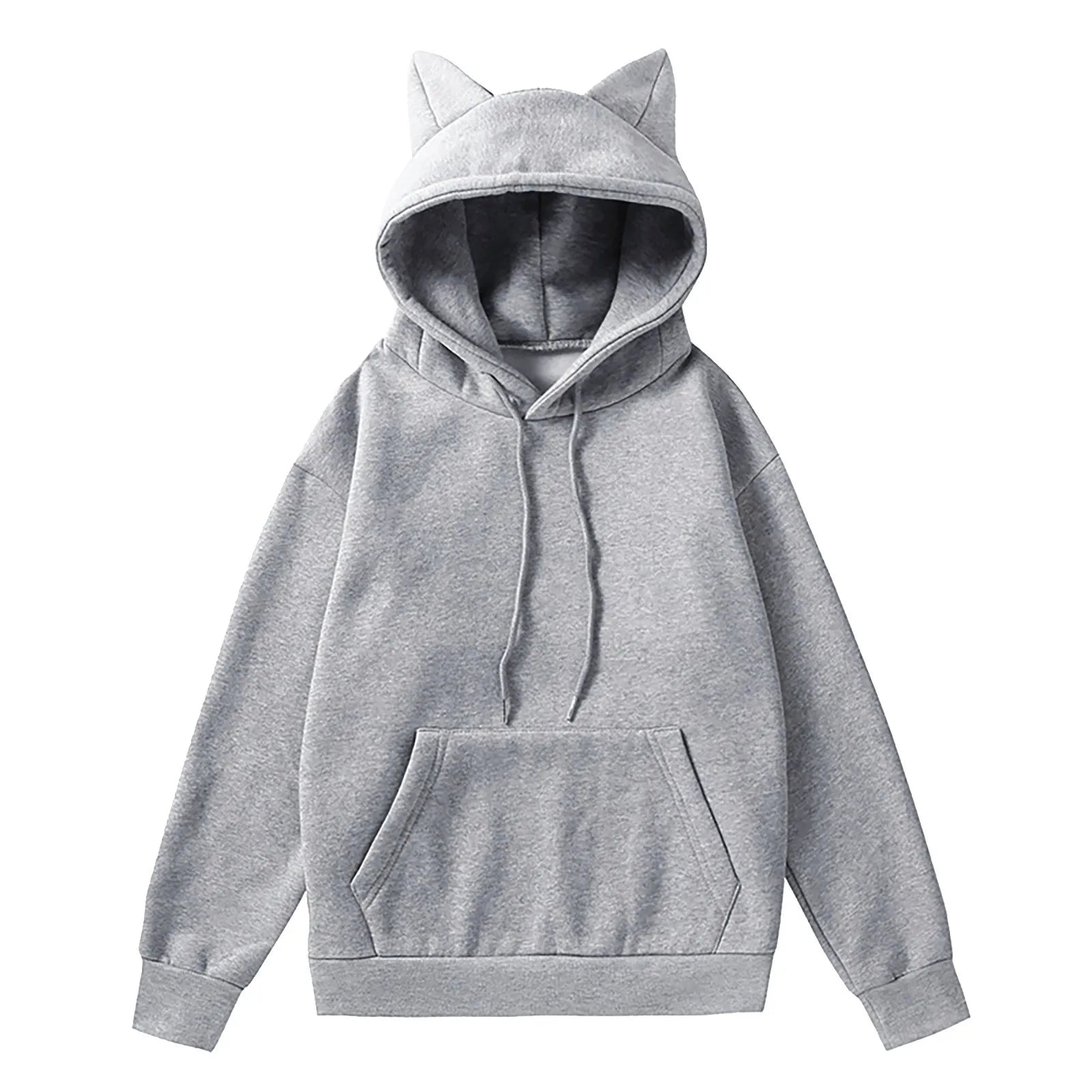 Minimalist Anime Cat Ear Hoodie with Kawaii Streetwear Aesthetic Design