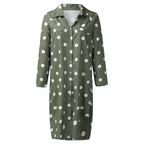 Button Front Polka Dot Maxi Shirt Dress with Belt and Side Split