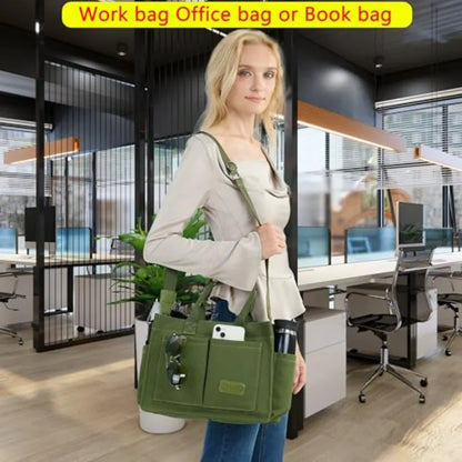 Utility Style Large Capacity Tote Shoulder Bag with Multi Pocket Design