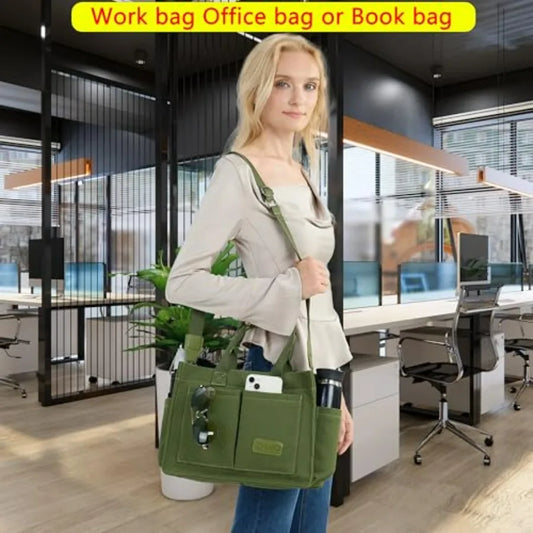 Utility Style Large Capacity Tote Shoulder Bag with Multi Pocket Design