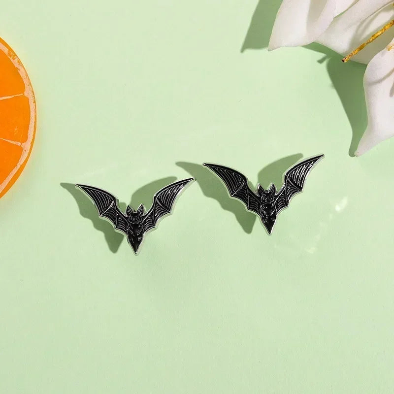 Minimalist Bat Silhouette Gothic Brooch Pin for Dark Alternative Fashion - BigCat Streetwear