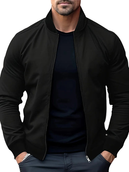 Men's Stand Collar Zip-Up Lightweight Casual Streetwear Jacket