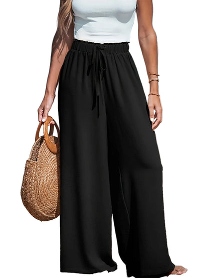 Women's High Waist Wide Leg Drawstring Pants with Relaxed Everyday Fit