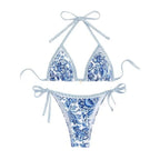 Women's Floral Paisley Halter Bikini Set with Printed Two-Piece Design, Scoop-Inspired Neckline and Coordinated Swim Bottom