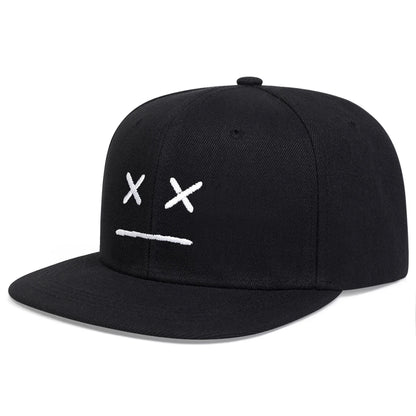 Graphic Embroidered Flat Brim Snapback Cap Adjustable Hip Hop Streetwear Fashion Hat