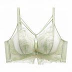 Intricate Lace Overlay Wire-Free Push-Up Bra with Criss-Cross Strapping
