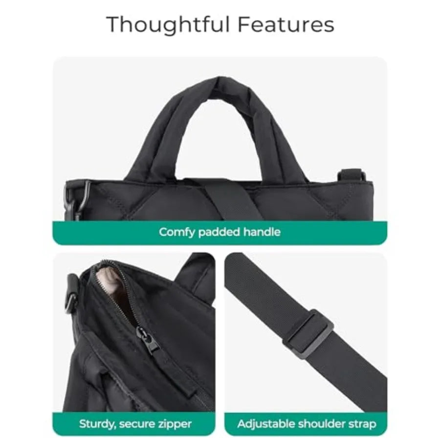 Quilted Puffer Crossbody Tote Bag with Lightweight Everyday Carry