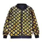 Men's Reflective Pattern Zip-Up Streetwear Bomber Jacket with Textured Finish