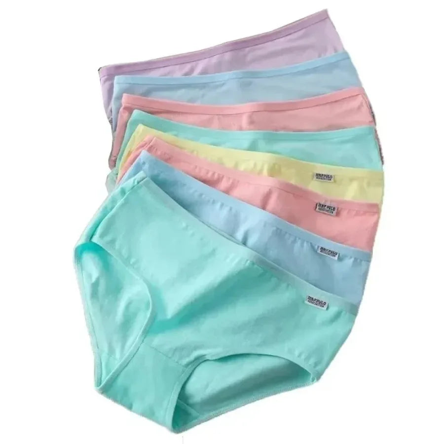 Classic Pastel Brief Panties Seven-Pack with Delicate Trim Detailing