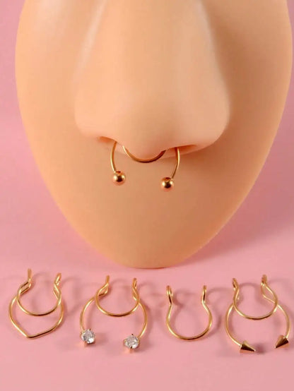 Minimalist Non Piercing Nose Cuff Set for Punk Alternative Fashion