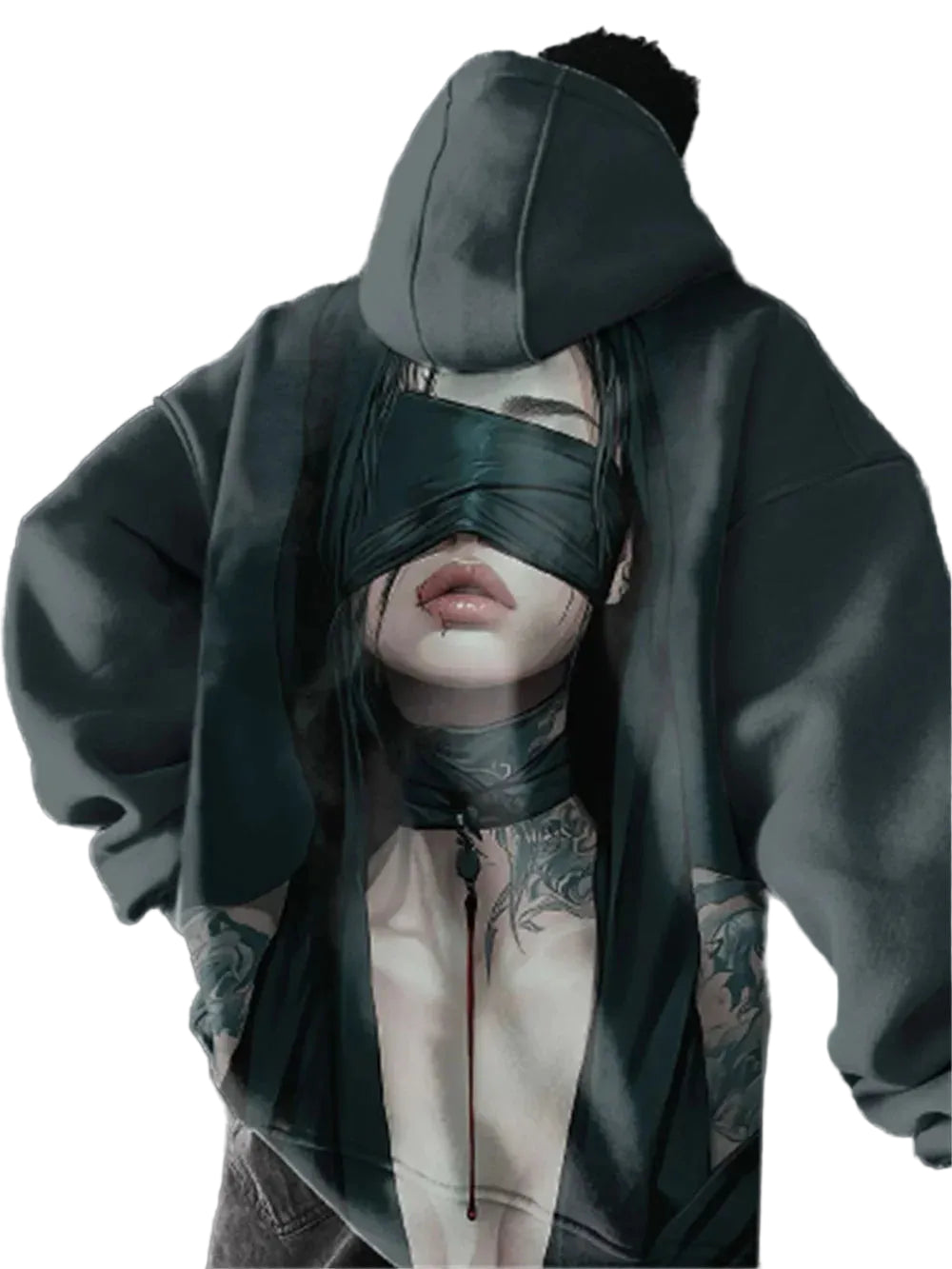 Dark Anime Oversized Hoodie with Minimalist Manga Streetwear Aesthetic