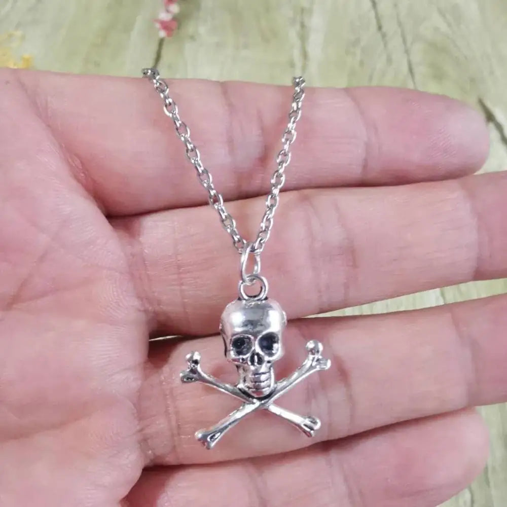 Skull and Crossbones Pendant Necklace for Gothic Grunge and Y2K Style