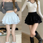 Tiered Ruffle Mini Skirt with Elastic Waist Balletcore Streetwear Silhouette