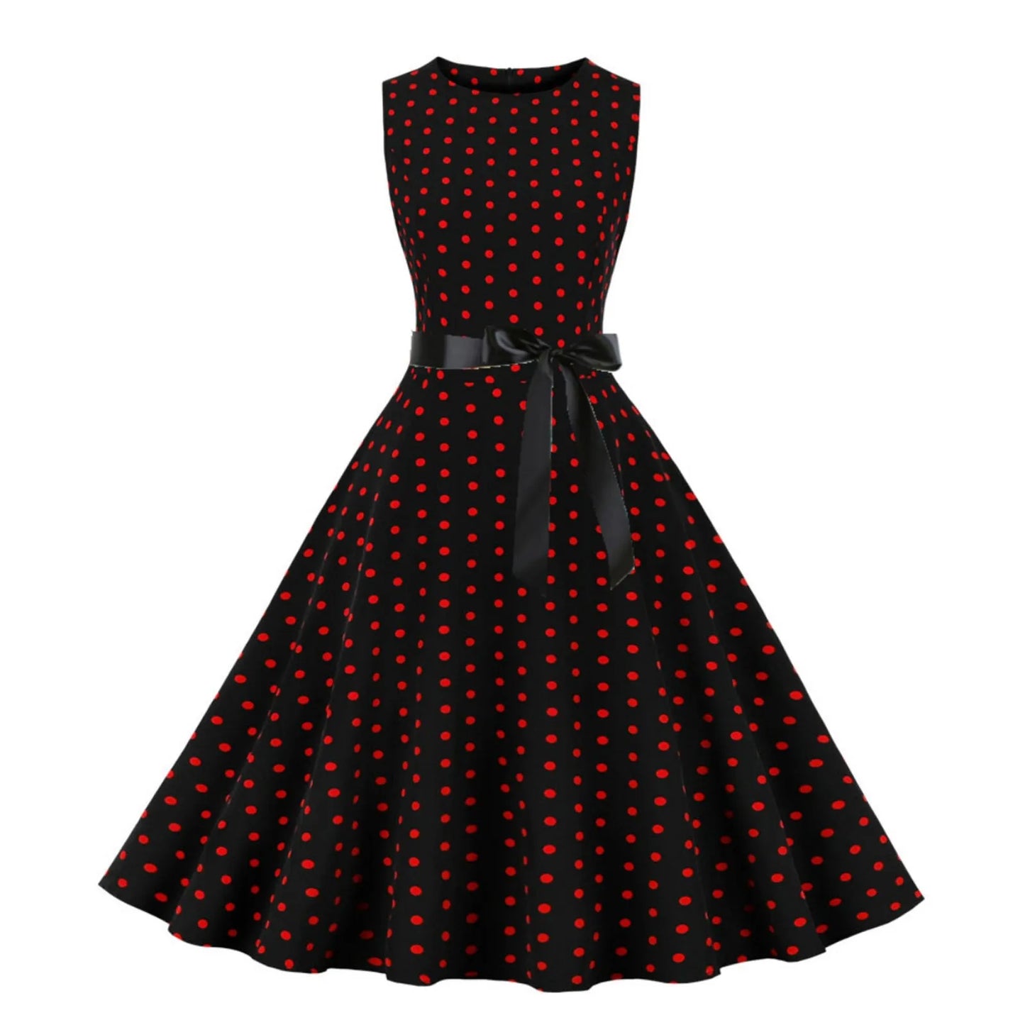 Retro Polka Dot Rockabilly Inspired Alternative Swing Midi Dress