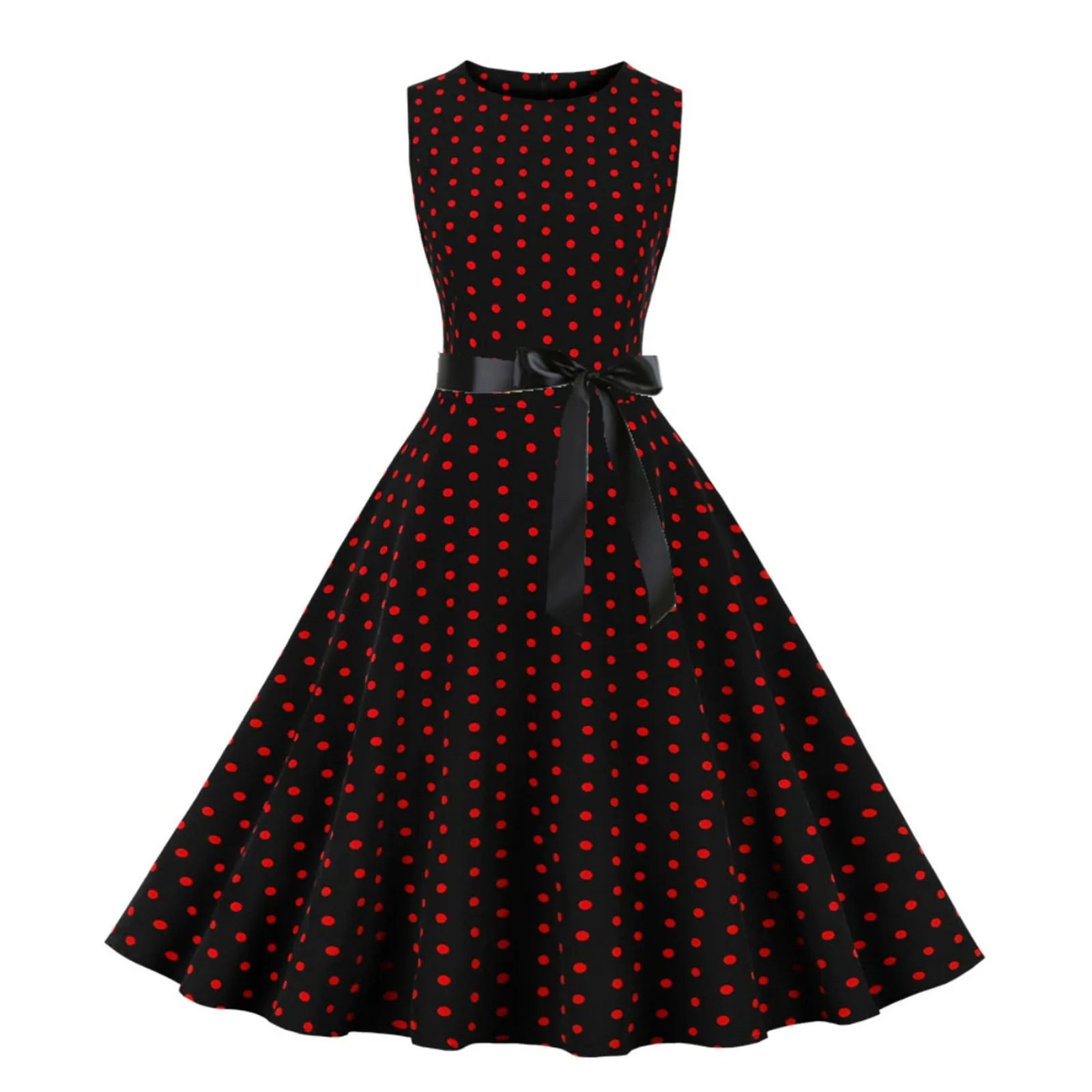 Retro Polka Dot Rockabilly Inspired Alternative Swing Midi Dress
