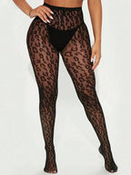 Leopard Pattern Fishnet Stockings Stretch Mesh Alternative Fashion Tights