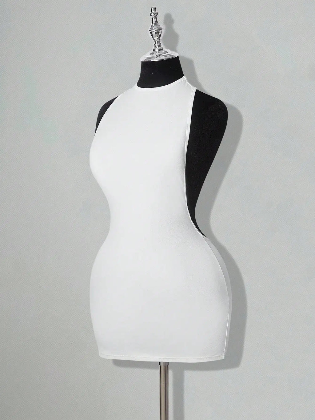 Backless Sleeveless Bodycon Mini Dress with Criss Cross Open Back Detail