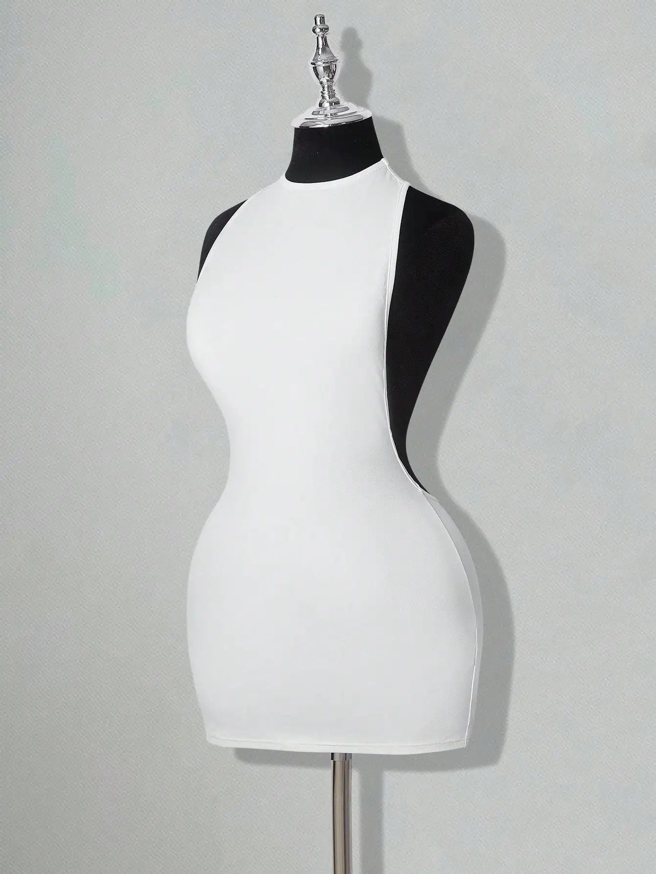 Backless Sleeveless Bodycon Mini Dress with Criss Cross Open Back Detail