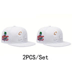 Embroidered Flat Brim Snapback Cap Adjustable Streetwear Hip Hop Baseball Fashion Hat